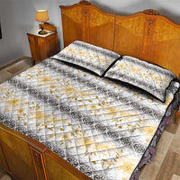 Samoa White Sunday Quilt Bed Set Samoan Tapa Yellow Hibiscus - Polynesian Pride