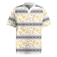 Samoa White Sunday Rugby Jersey Samoan Tapa Yellow Hibiscus LT05 Yellow - Polynesian Pride