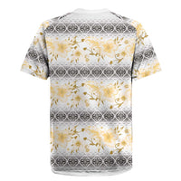 Samoa White Sunday Rugby Jersey Samoan Tapa Yellow Hibiscus LT05 - Polynesian Pride