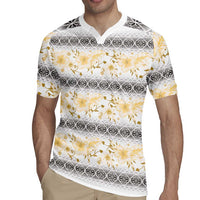 Samoa White Sunday Rugby Jersey Samoan Tapa Yellow Hibiscus LT05 - Polynesian Pride
