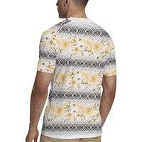 Samoa White Sunday Rugby Jersey Samoan Tapa Yellow Hibiscus LT05 - Polynesian Pride