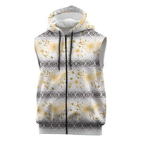 Samoa White Sunday Sleeveless Zip Hoodie Samoan Tapa Yellow Hibiscus LT05 Yellow - Polynesian Pride