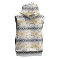 Samoa White Sunday Sleeveless Zip Hoodie Samoan Tapa Yellow Hibiscus LT05 - Polynesian Pride