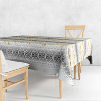 Samoa White Sunday Tablecloth Samoan Tapa Yellow Hibiscus - Polynesian Pride