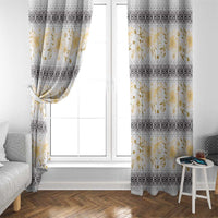 Samoa White Sunday Window Curtain Samoan Tapa Yellow Hibiscus - Polynesian Pride