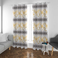 Samoa White Sunday Window Curtain Samoan Tapa Yellow Hibiscus - Polynesian Pride