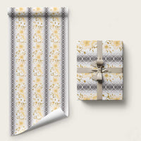 Samoa White Sunday Wrapping Paper Samoan Tapa Yellow Hibiscus - Polynesian Pride
