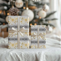 Samoa White Sunday Wrapping Paper Samoan Tapa Yellow Hibiscus - Polynesian Pride