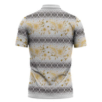 Samoa White Sunday Zipper Polo Shirt Samoan Tapa Yellow Hibiscus LT05 - Polynesian Pride