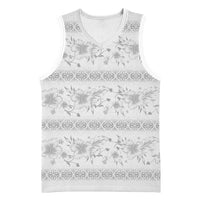 Samoa White Sunday Basketball Jersey Samoan Tapa White Hibiscus - Polynesian Pride