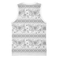 Samoa White Sunday Basketball Jersey Samoan Tapa White Hibiscus - Polynesian Pride