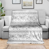 Samoa White Sunday Blanket Samoan Tapa White Hibiscus - Polynesian Pride