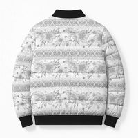 Samoa White Sunday Bomber Puffer Jacket Samoan Tapa White Hibiscus LT05 - Polynesian Pride