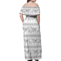 Samoa White Sunday Family Matching Off Shoulder Maxi Dress and Hawaiian Shirt Samoan Tapa White Hibiscus - Polynesian Pride
