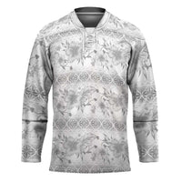Samoa White Sunday Hockey Jersey Samoan Tapa White Hibiscus LT05 Unisex White - Polynesian Pride