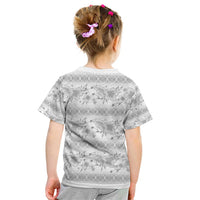 Samoa White Sunday Kid T Shirt Samoan Tapa White Hibiscus - Polynesian Pride