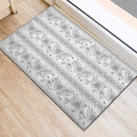 Samoa White Sunday Rubber Doormat Samoan Tapa White Hibiscus - Polynesian Pride