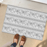 Samoa White Sunday Rubber Doormat Samoan Tapa White Hibiscus - Polynesian Pride