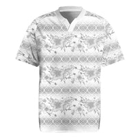 Samoa White Sunday Rugby Jersey Samoan Tapa White Hibiscus LT05 White - Polynesian Pride