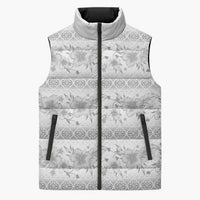 Samoa White Sunday Sleeveless Puffer Jacket Samoan Tapa White Hibiscus LT05 Unisex White - Polynesian Pride