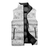 Samoa White Sunday Sleeveless Puffer Jacket Samoan Tapa White Hibiscus LT05 - Polynesian Pride