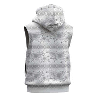 Samoa White Sunday Sleeveless Zip Hoodie Samoan Tapa White Hibiscus LT05 - Polynesian Pride