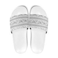 Samoa White Sunday Slide Sandals Samoan Tapa White Hibiscus - Polynesian Pride