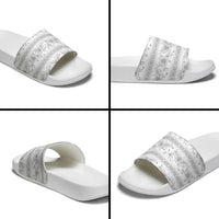 Samoa White Sunday Slide Sandals Samoan Tapa White Hibiscus - Polynesian Pride