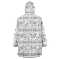 Samoa White Sunday Wearable Blanket Hoodie Samoan Tapa White Hibiscus LT05 - Polynesian Pride