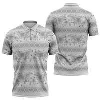 Samoa White Sunday Zipper Polo Shirt Samoan Tapa White Hibiscus LT05 - Polynesian Pride