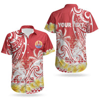 Personalised Tahiti Surfing Couples Matching Off The Shoulder Long Sleeve Dress and Hawaiian Shirt Polynesian Style LT05 - Polynesian Pride