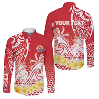 Personalised Tahiti Surfing Family Matching Long Sleeve Bodycon Dress and Hawaiian Shirt Polynesian Style LT05 Dad's Shirt - Long Sleeve Red - Polynesian Pride