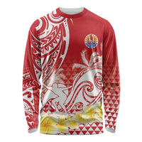 Personalised Tahiti Surfing Long Sleeve Shirt Polynesian Style LT05 Unisex Red - Polynesian Pride