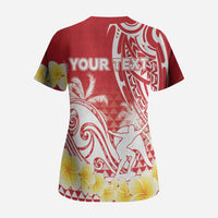 Personalised Tahiti Surfing Scrub Top Polynesian Style
