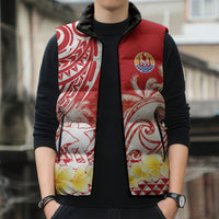 Personalised Tahiti Surfing Sleeveless Puffer Jacket Polynesian Style
