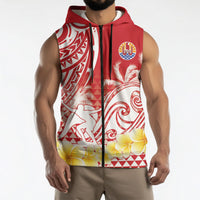 Personalised Tahiti Surfing Sleeveless Zip Hoodie Polynesian Style