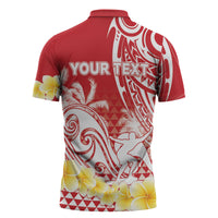 Personalised Tahiti Surfing Zipper Polo Shirt Polynesian Style