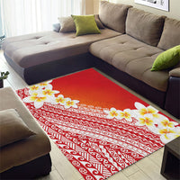 Tahiti Plumeria Tribal Pattern Area Rug Wave Style Red LT05 - Polynesian Pride