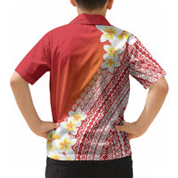 Tahiti Plumeria Tribal Pattern Hawaiian Shirt Wave Style Red