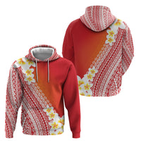 Tahiti Plumeria Tribal Pattern Hoodie Wave Style Red