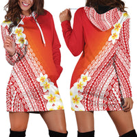 Tahiti Plumeria Tribal Pattern Hoodie Dress Wave Style Red