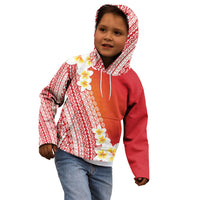 Tahiti Plumeria Tribal Pattern Kid Hoodie Wave Style Red