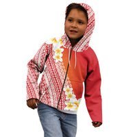 Tahiti Plumeria Tribal Pattern Kid Hoodie Wave Style Red