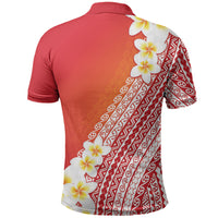 Tahiti Plumeria Tribal Pattern Polo Shirt Wave Style Red