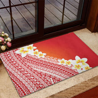 Tahiti Plumeria Tribal Pattern Rubber Doormat Wave Style Red LT05 - Polynesian Pride