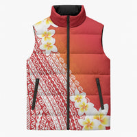 Tahiti Plumeria Tribal Pattern Sleeveless Puffer Jacket Wave Style Red LT05 Unisex Red - Polynesian Pride