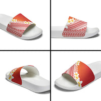Tahiti Plumeria Tribal Pattern Slide Sandals Wave Style Red LT05 - Polynesian Pride
