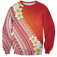 Tahiti Plumeria Tribal Pattern Sweatshirt Wave Style Red