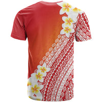 Tahiti Plumeria Tribal Pattern T Shirt Wave Style Red