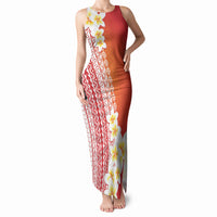 Tahiti Plumeria Tribal Pattern Tank Maxi Dress Wave Style Red